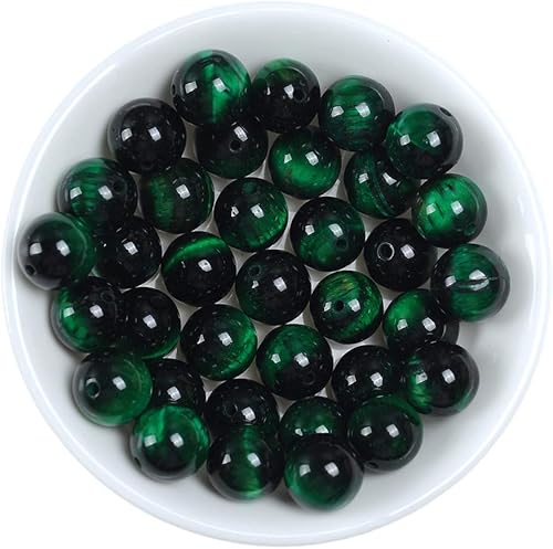 Miniatura 3 de Cuentas redondas sueltas de ojo de tigre verde natural de 0.394 pulgadas (0.394 in), pulsera de piedra de cristal, accesorios para collares,