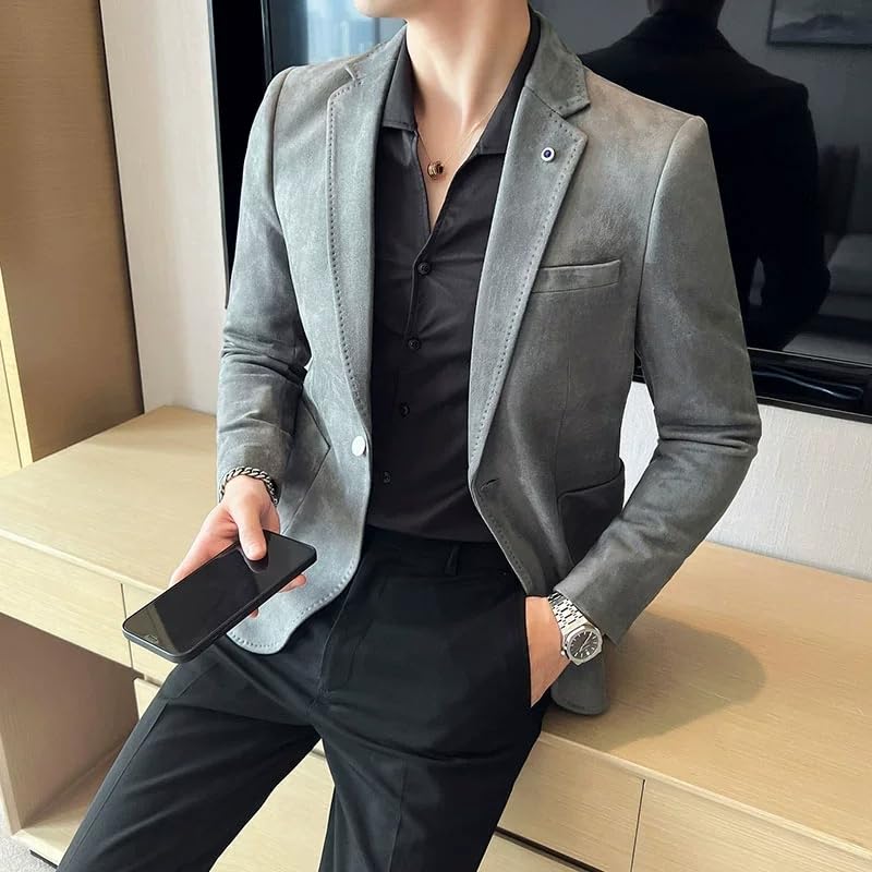 Men's Slim Fit Velvet Elegant Blazer Coat Business Casual Wedding Suit4