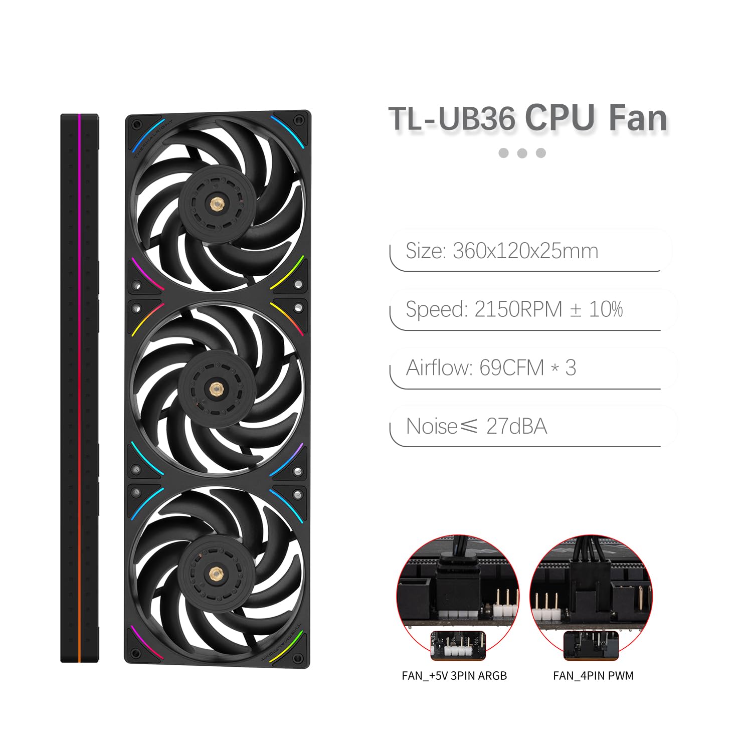 TR-Thermalright Hyper Vision 360 UB ARGB Black Liquid CPU Cooler, schermo LCD IPS da 3,95" con risoluzione 480 x 480, radiatore da 360 mm, per AM4/AM5, LGA1851/1700/115x