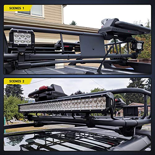 Image of Nilight - 90028D 4PCS LED Light Bar Horizontal Bar Clamp Mounting Kit Fit on 0.75 inch 1 inch 1.25 inch Bull Bars Roof Racks Roll Cages for ATV UTV and Trucks, 2 Years Warranty,Black