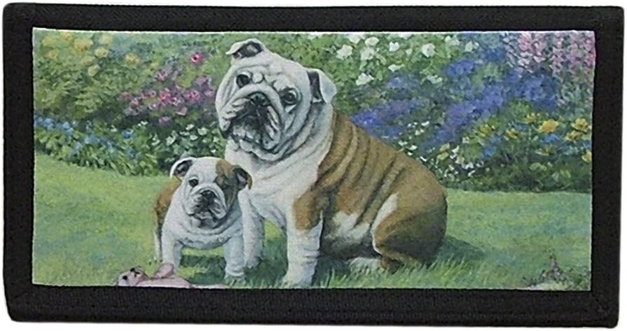 English Bulldog Checkbook Cover #4 - Black Polyester Tight Weave Black Nylon Checkbook Cover - Bulldog Dog Breed Gifts
