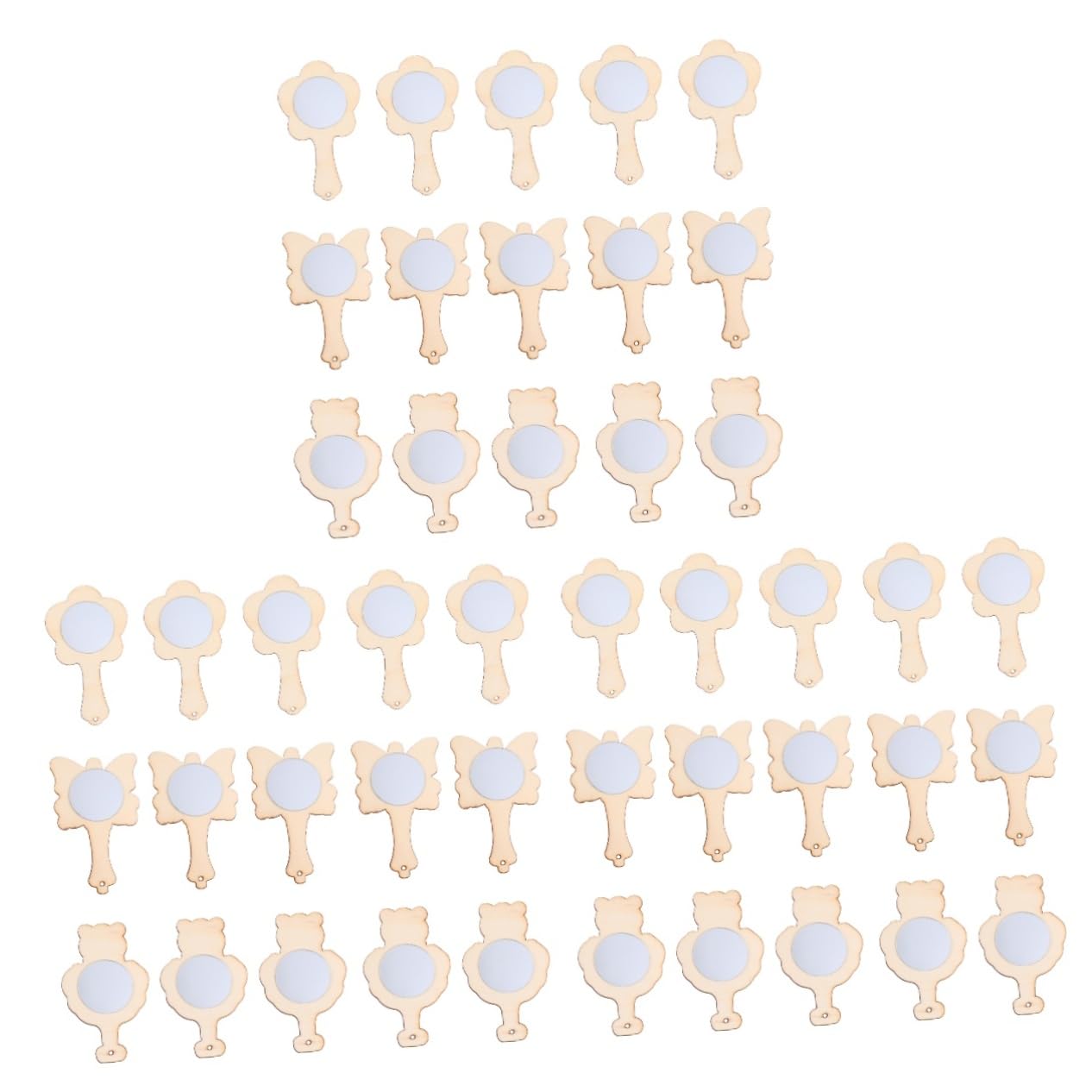 Miroirs bois pour miroirs à peindre FRCOLOR formés variées lot de 45 pièces pour loisirs créatifs