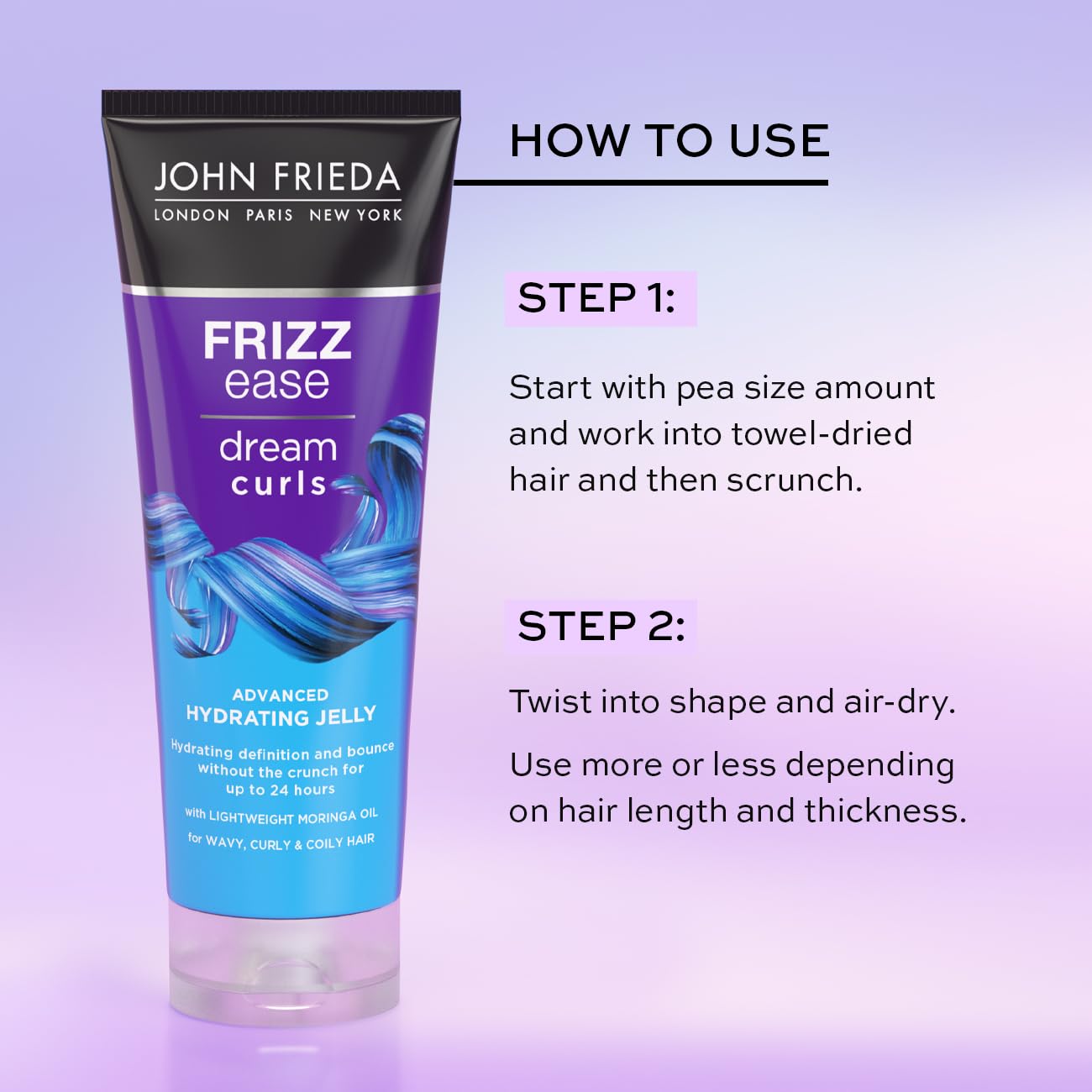 John Frieda Hydrated Jelly Dream Curls nawilżający żel nawilżający | Definiuje i utrwala bez zbrylania | Kontrola puszenia się z głębokim nawilżeniem | Kręcone i falowane włosy | 200 ml | Zaawansowana galaretka nawilżająca