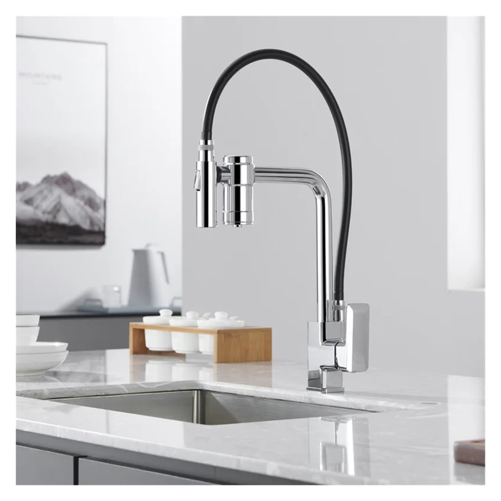 GLJTUO Faucet, Filter Water Kitchen Faucet Pull Down Stream/Shower Sprayer Brass Drinking Water Tap 360 Swivel Water Mixer Taps,Chrome