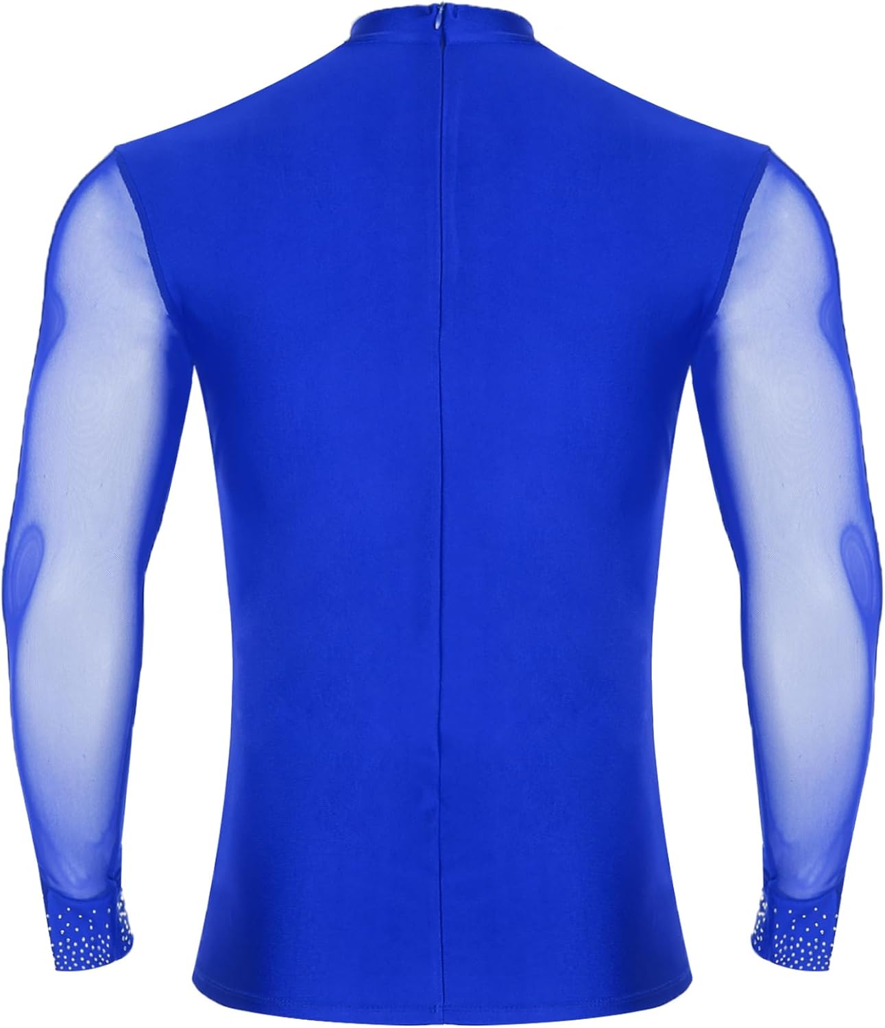Shinsto Men's Latin Dance Shirts Mock Neck Long Sleeve Salsa Modern Dance Leotard Shirt