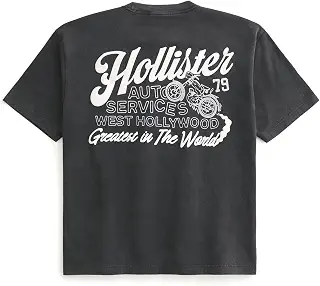 [ホリスター] メンズ プリントロゴグラフィック ボクシー 半袖Tシャツ ヴィンテージ加工 Hollister [並行輸入品]