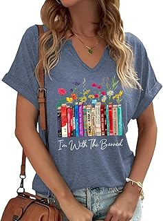 Earlymemb Womens Vintage Flowers V Neck Shirt Boho Floral Wildflowers Graphic Tee Casual Cottagecore Short Sleeve T Shirt