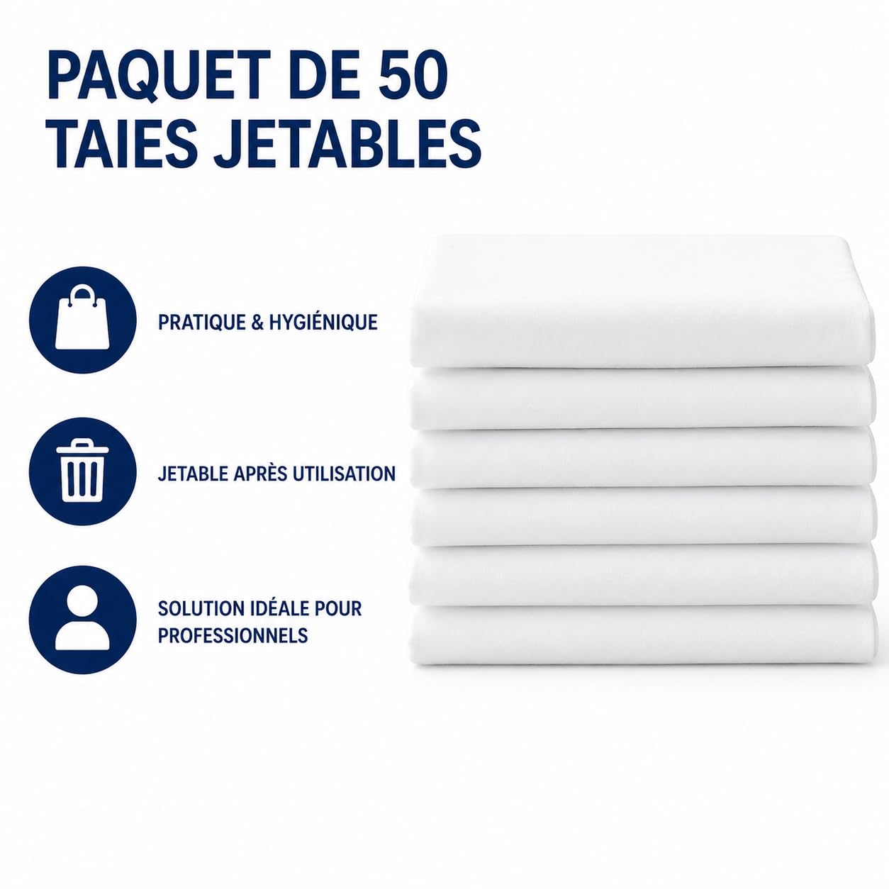 Protège-Oreiller 60x60 cm – Lot de 50 Taies Jetables – Housse de Protection Coussin à Usage Unique – Hygiène Literie – Idéal Campings, Hôtels, Gîtes & Locations Saisonnières