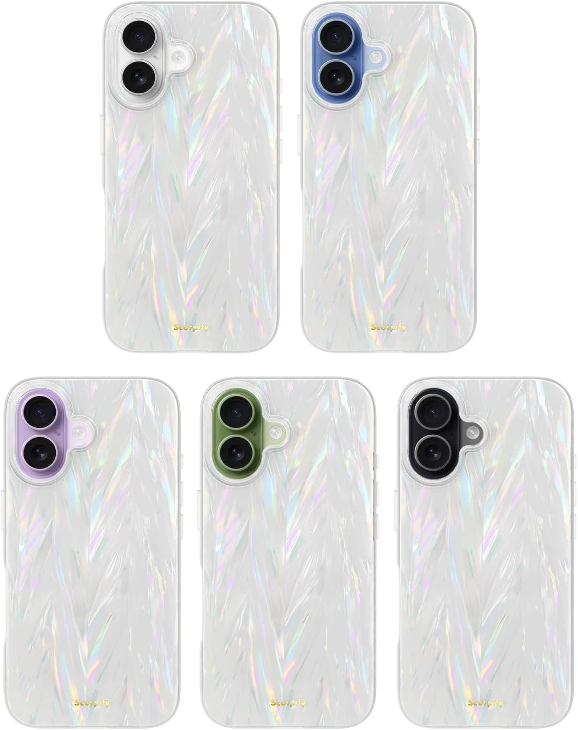 SCORPIFY for iPhone 17 Case [Compatible with MagSafe] with Colorful Pearl Aurora Spine Design, Cute Clear Magnetic Phone Cover for Women Girls and Men,Bumper with Mother of Pearl Shell Pattern thumbnail