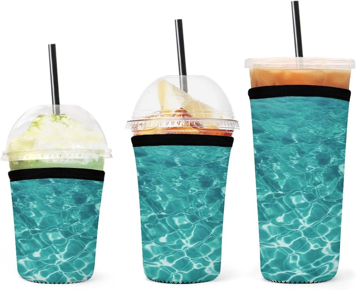 3 Pack Neoprene Cup Sleeves, Stretchy Reusable Drink Cup Cover Universal
