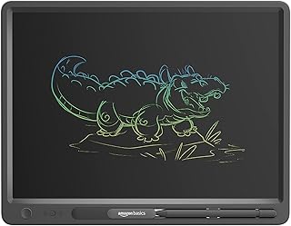 Amazon Basics Writing Tablet with 15-inch Rainbow Colour LCD Screen and Stylus Pen for Kids & Adults (Black)