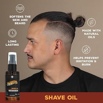 Suavecito Shave Oil 1 oz Pump Bottle - Softens Skin & Beard, Prevents Irritation and Burn - Natural Ingredients, Vitamin E Oil, Aloe Vera Oil, Jojoba Oil - Improves Shaving Experience