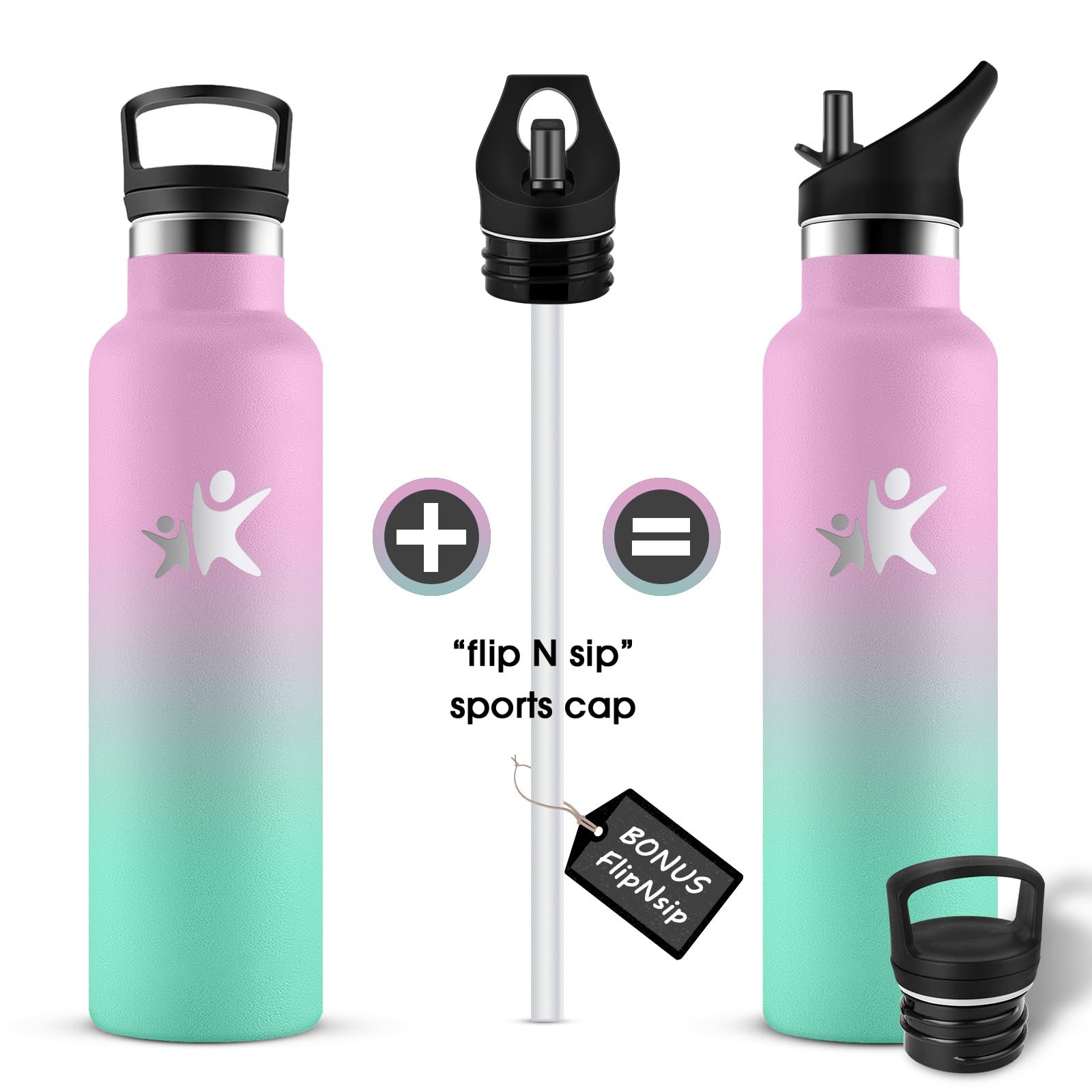 KollyKolla Borraccia Termica 750ml, Borraccia a Prova di Perdite, Facile Pulizia, senza BPA, Riutilizzabile, Borraccia con Cannuccia, Borraccia per Adulto, Campeggio, Ciclismo, Lavoro, Viaggio