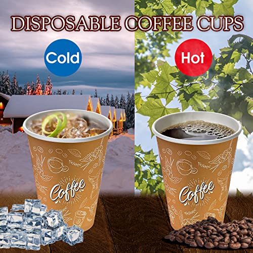 100 Pack 12 oz Disposable Coffee Cups with Lids, Thickened to Go Hot Cups by JOYEUX - Image 6