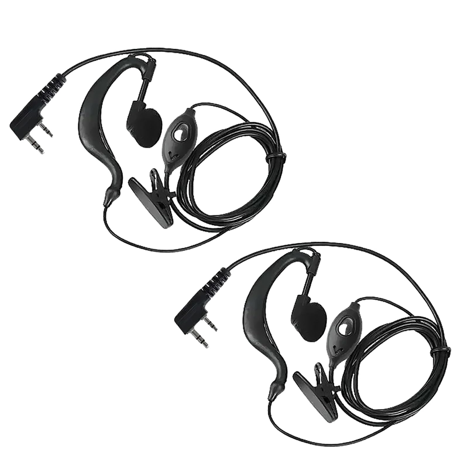 TIDRADIO Radio Earpiece for Walkie Talkie,Radio Earpieces for Law Enforcement&Police 2-Pin G-Shape with Mic Compatible with Two Way Radio Pxton Baofeng 888S RT22 RT21 RT68 H-777 RB48 UV-5R Mini,2 Pack