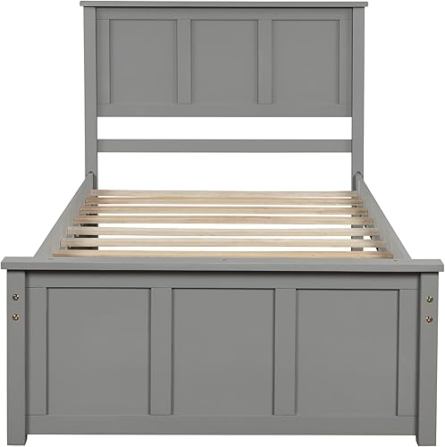 Miniatura 42 de Base de cama de plataforma individual con 3 cajones de almacenamiento, cama de madera tamaño individual con listones de soporte, marco de cama