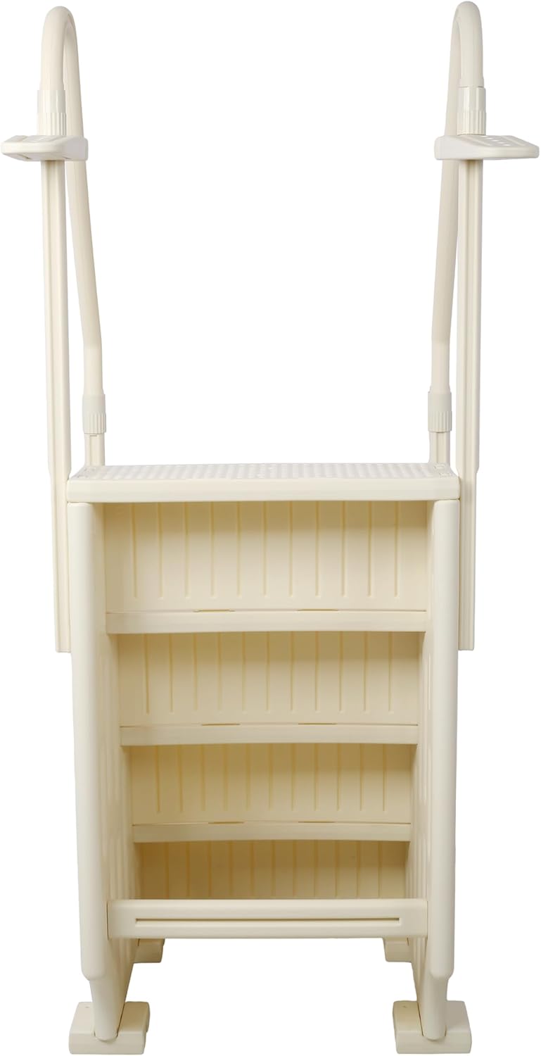 4 Steps-Pool Ladder Above Ground with Dual Handrails and Slip-Resistant Steps for Above Ground Swimming Pools, Off White