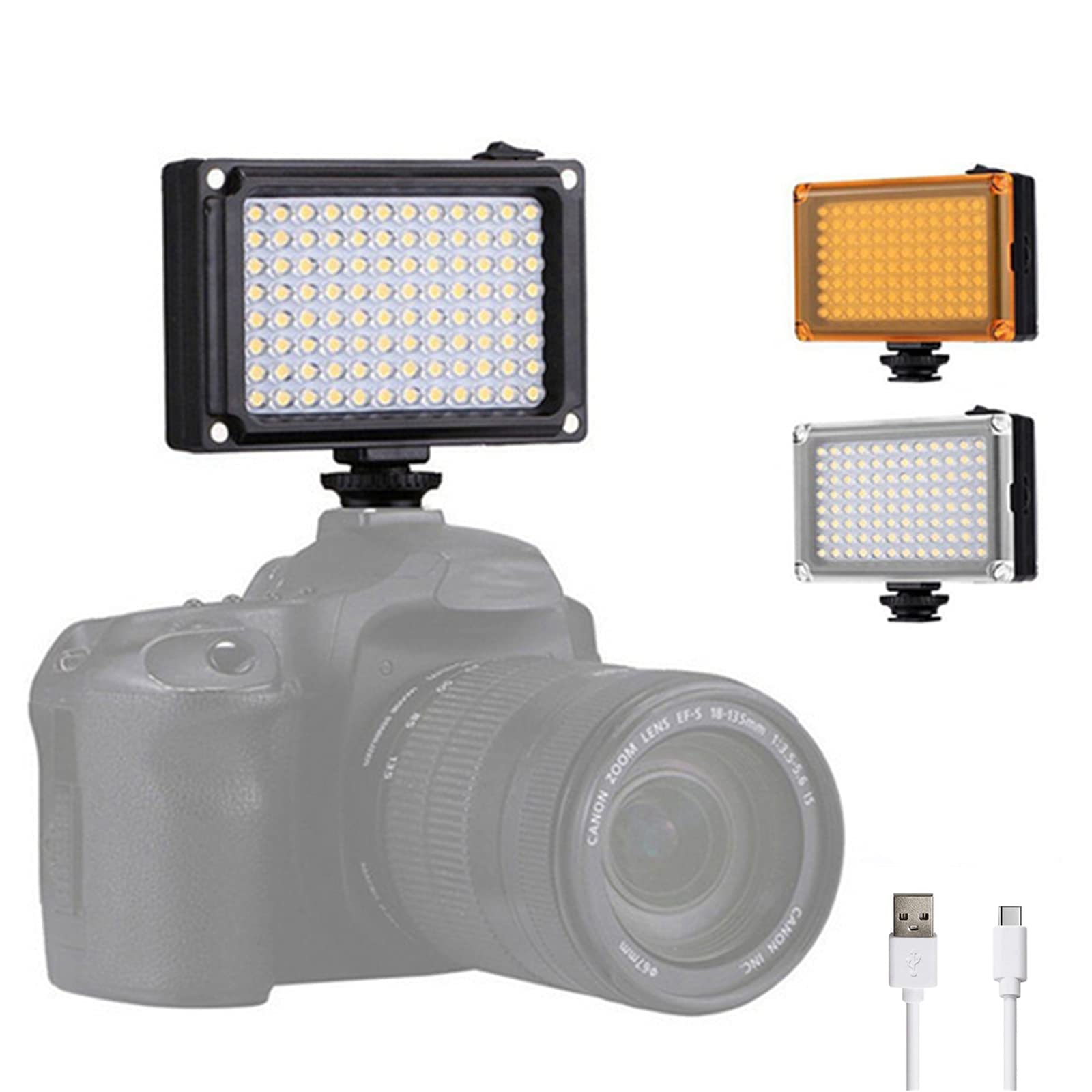 TERRIFI Video Light 96 LED Camera Light with 5400K / 3200K Filter for Cameras Camcorder Video Conference, USB or Battery Powered