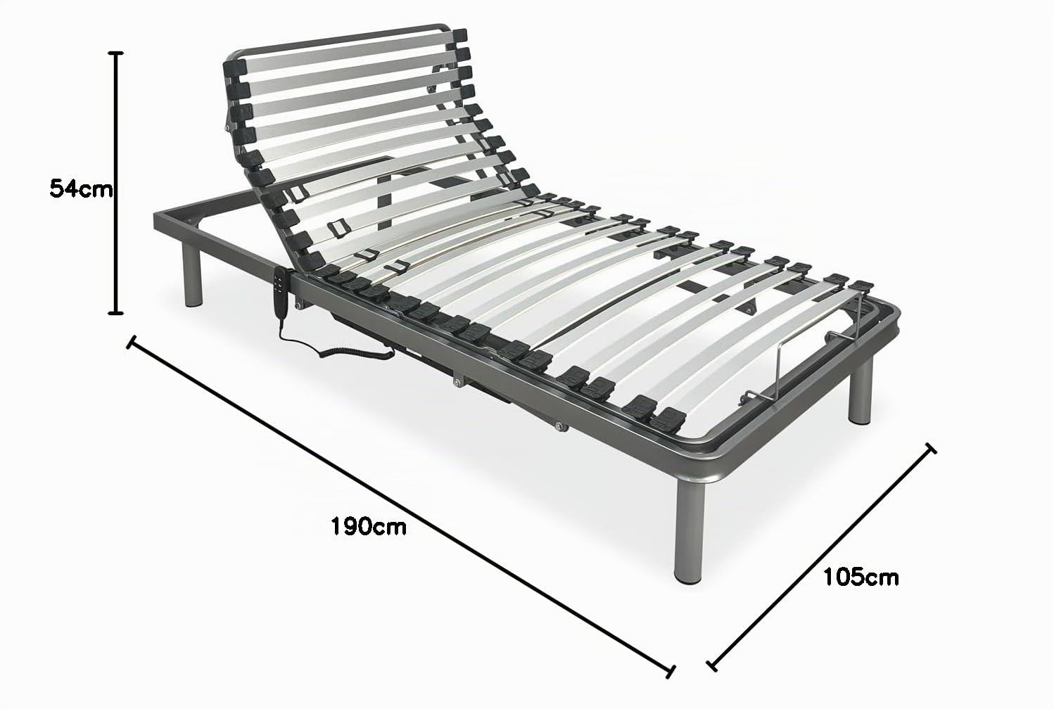 amuéblate Online - Pack Cama Eléctrica Articulada Reforzada Ergotop de 5 Planos con Colchón Viscoelástico Dorsaltec, 105 x 190 cm