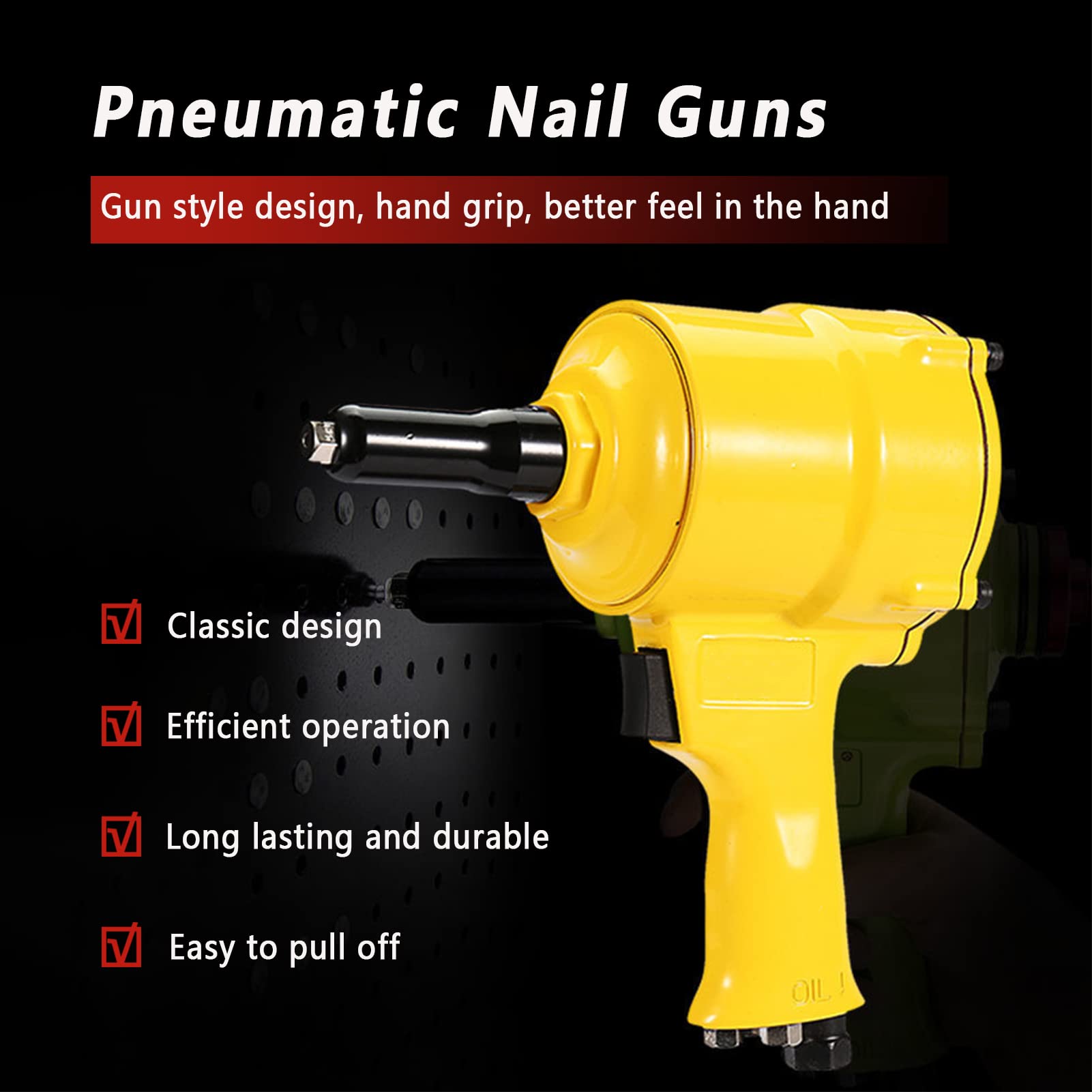 KP-705P Riveteuse Pneumatique Pistolet,Force De Traction Forte, Rendement Élevé, Convient Aux Clous En Aluminium, Aux Clous En Fer Etc
