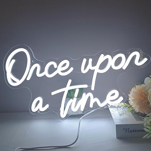 Miniatura 4 de SYLHOME Letrero de luz LED de neón Once Upon A Time, para el hogar, dormitorio, habitación de los niños, guardería, decoración de pared, palabras,