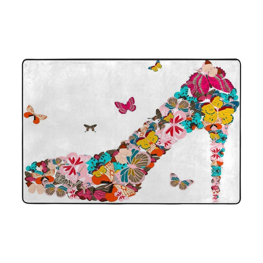 Tapis doux pour décoration intérieure grand tapis de salon velours corail imprimé papillons