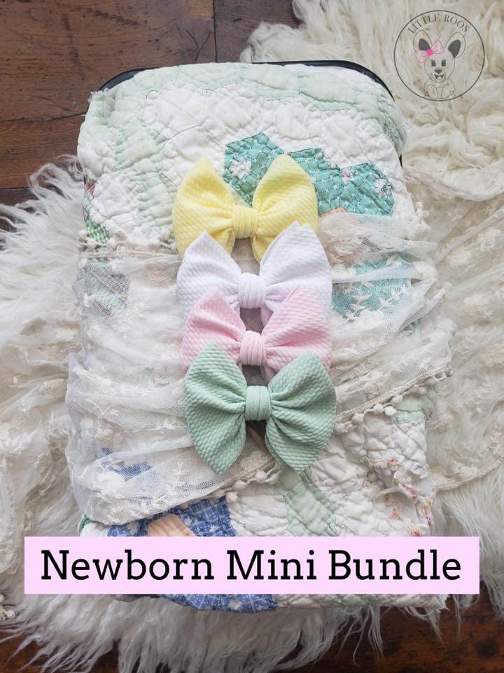 Newborn Hair Bow Bundle Mini Bow Bundle (Black Nylon Band) image 4
