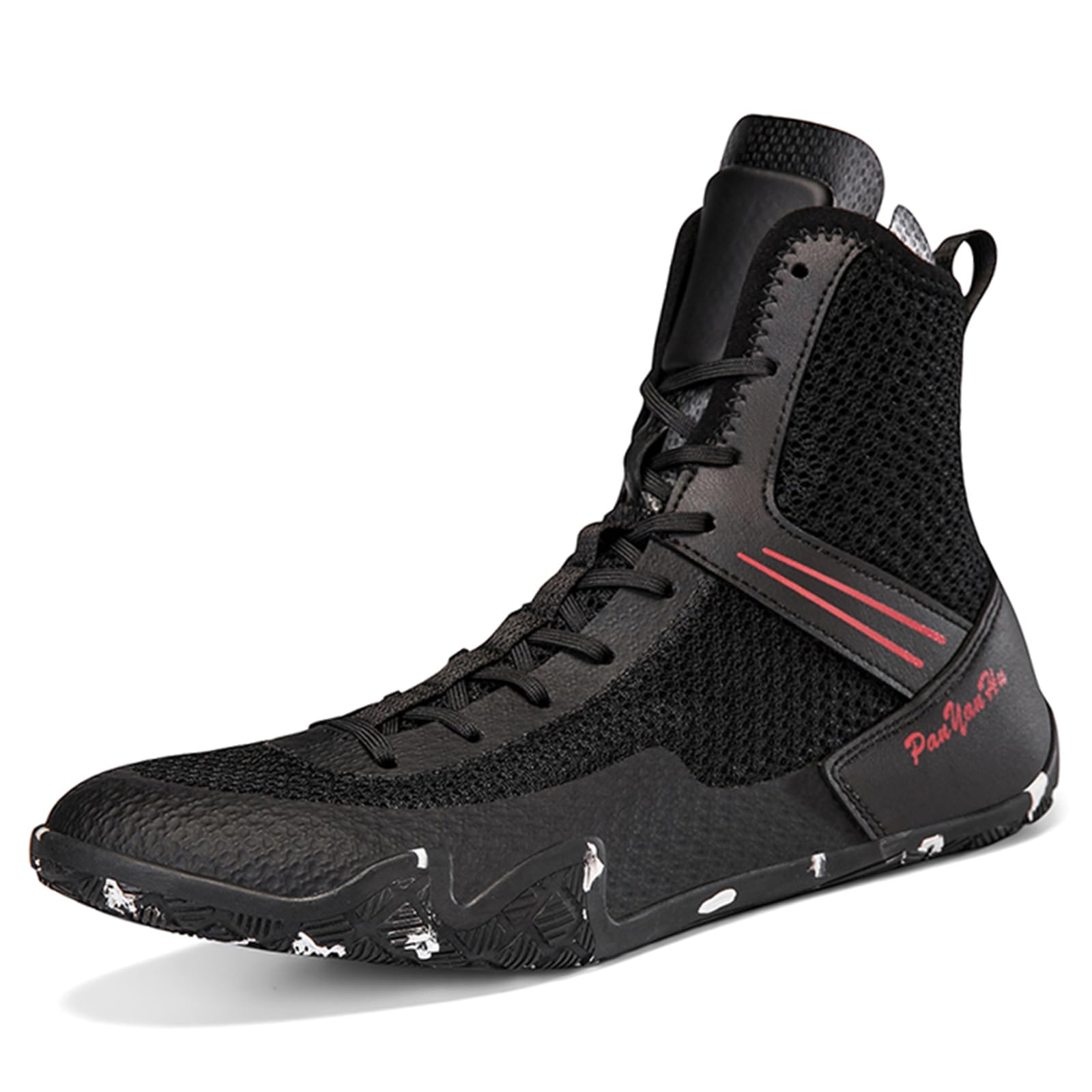 Scarpe Wrestling Uomo Scarpe Boxe Leggere Stivali Sportivi | Alte Mesh Con Lacci Suola Piatta in Gomma Traspiranti Scarpe Da Combattimento Professionali Per Fitness Powerlifting