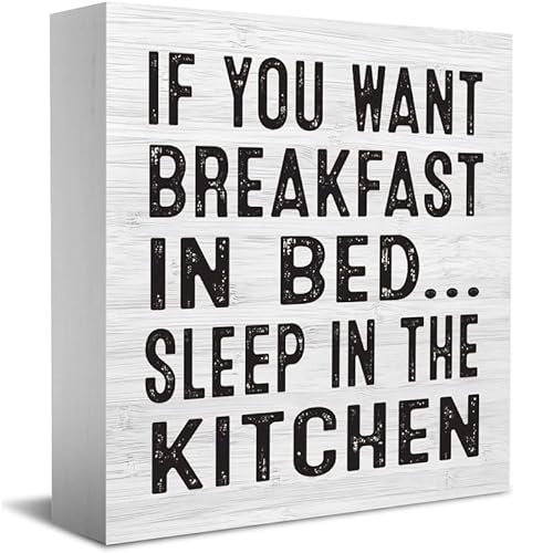 AJIYBN Wooden Sign Home Decor 'If You Want Breakfast In Bed Sleep In The Kitchen' 5