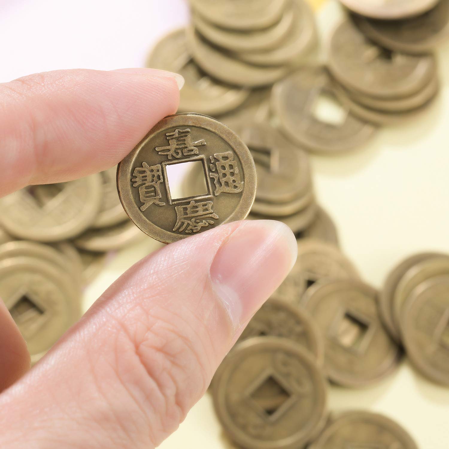 Quesuc 150 sztuk chińskich monet Feng Shui Fortune na szczęście Monety I-Ching dla zdrowia i bogactwa, 2 cm