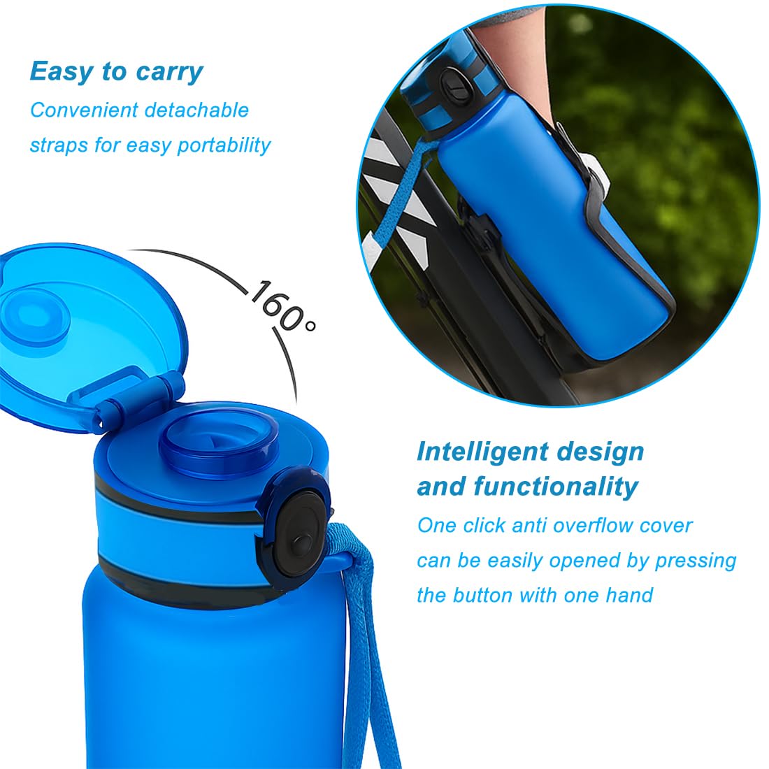 GXGM Tappo Per Borraccia,Coperchio Di Ricambio Con Cannuccia In Silicone,Chiusura a Prova Di Perdite,Tappo Borraccia Ricambio,Adatto Ai Bambini（Blu）