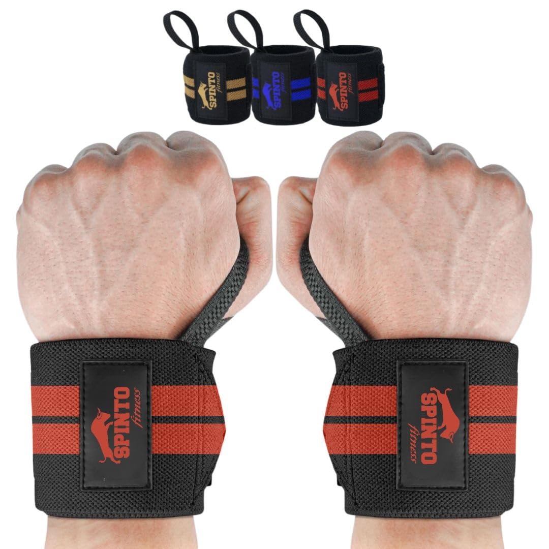 18" Wrist Wraps for Weightlifting USPA-Approved Wrist Support with Thumb Loop Heavy Duty Wrist Braces for Powerlifting, Gym, Cross Training & Strength Training for Men & Women (Red)