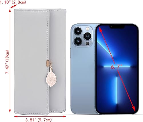 Miniatura 6 de UTO Wallet for Women Leather Vegan RFID Leaf Pendant Card Holder Phone Checkbook Organizer Girls Cute Zipper Coin Purse Ace Large Green, Ace Large