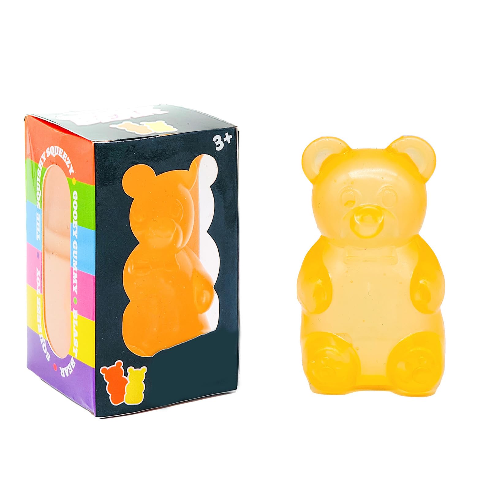 Bear Squishy Stress Ball, Malt Sugar Textured Bear Squeeze Toy Squishy Fidget Toys for Anxiety Relief for Students and Adults Creative Party Filler Gift (Orange)