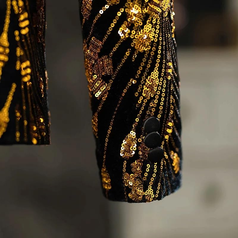 Men's Long-Sleeved Suit Jacket Dress Coat Singer Stage Performance Party Blazers 6