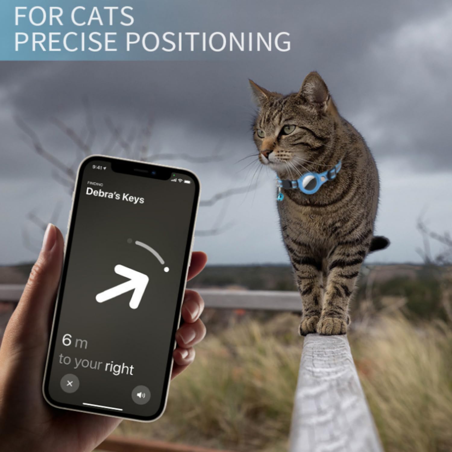 GPS Chat Collar for Cats and Dogs Waterproof and Reflective Anti-One IPX7 Waterproof Tracking Collar Adjustable with Reflective Strips (Blcak)