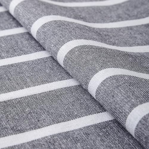 Image of Encasa XO Cotton Table Runner for 4 to 6 Seater | Size 13x72 in | Roma Grey Stripes - Machine Washable & Durable