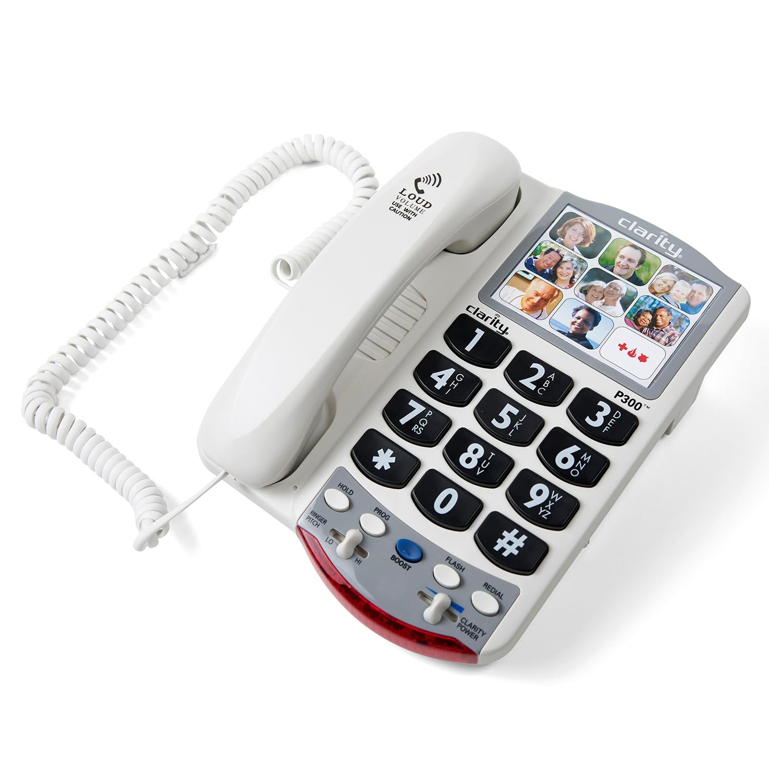 Clarity P300 Landline Phone with Sound Amplification, Hearing Impaired Phones, Adjustable Ringer Pitch and Volume Control, Corded Phone Design