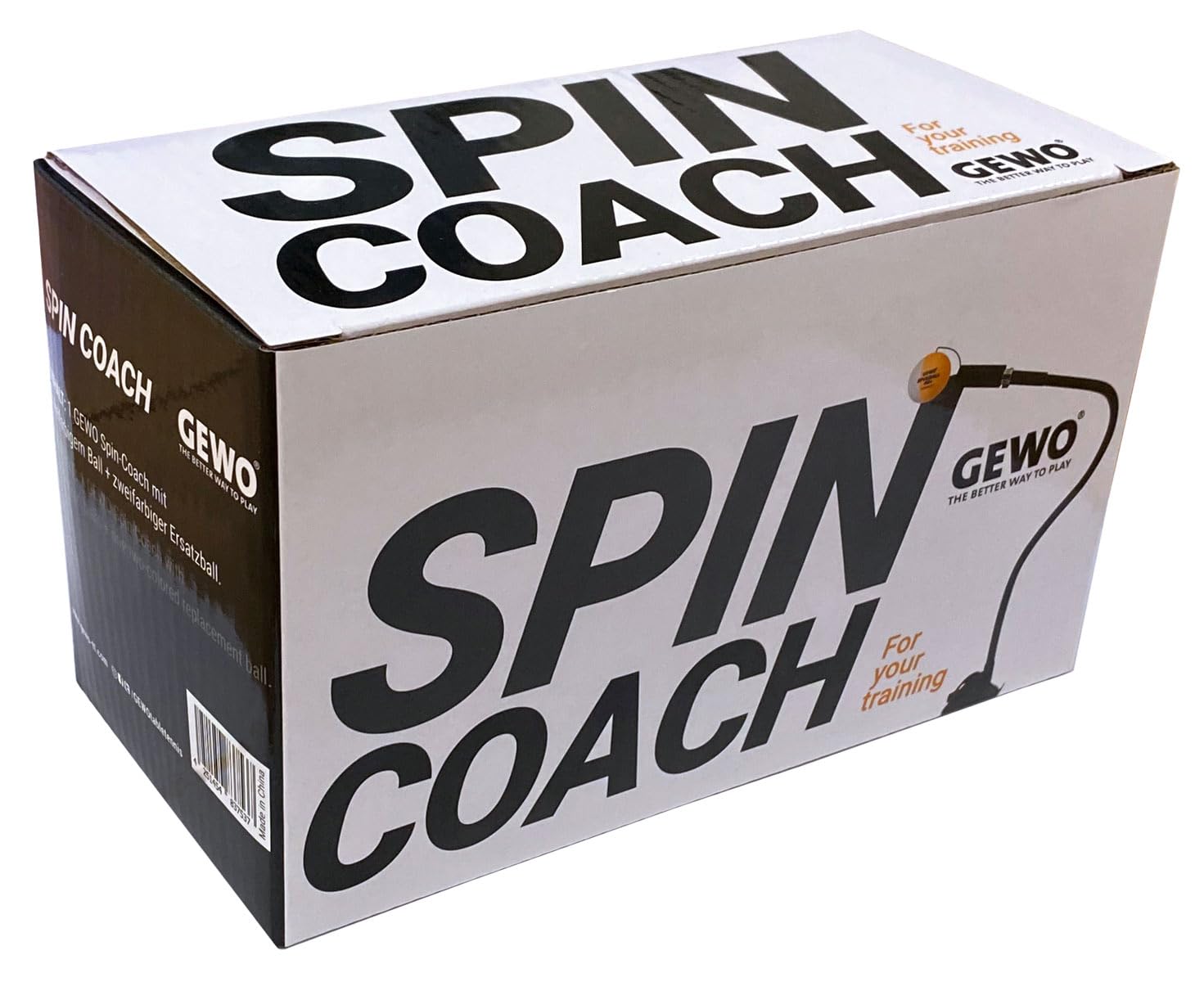 GEWO Spin Coach Tischtennis Spintrainer - Trainingshilfe mit Saugnapf & flexiblem Arm - Ping Pong Ball für Spin-Übungen - Perfekt für Kinder & Erwachsene - Tischtennistrainer für Zuhause