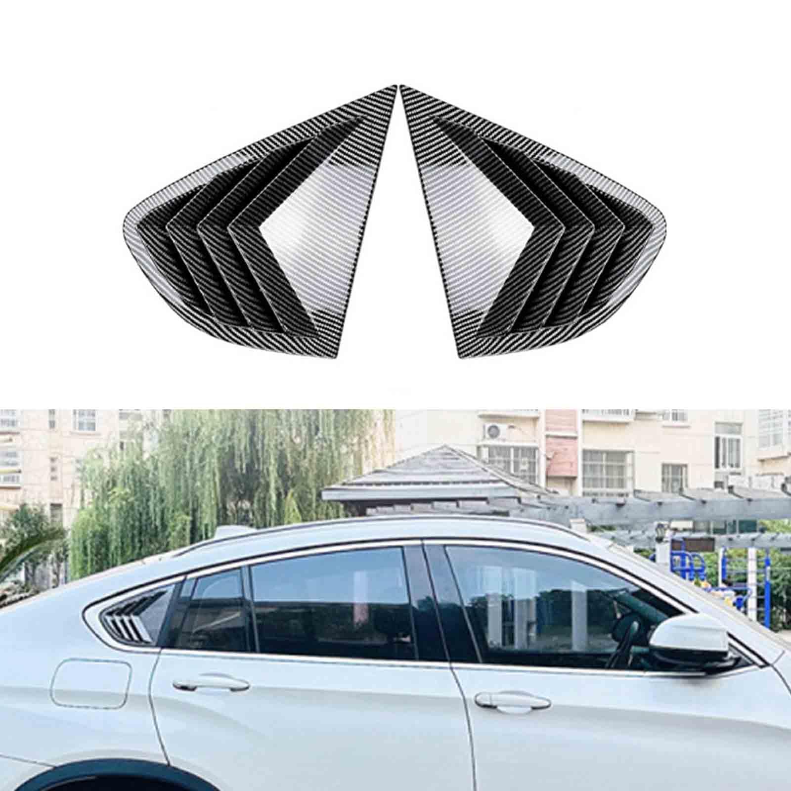 YPFYBHD Rear Window Louver Shutter, Compatible with BMW X4 F26 2014-2018, 2Pcs Triangle Blinds, Side Vent Panel Decoration Cover, Carbon Fiber Look