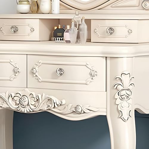 Miniatura 3 de CraftThink Moderno juego de tocador de maquillaje, escritorio de maquillaje para dormitorio, tocador de madera para dormitorio, tocador de