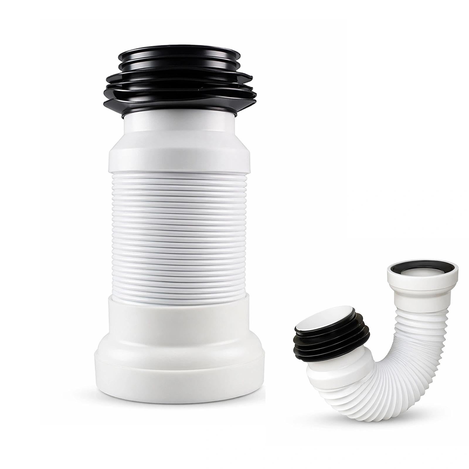 Toilet Waste Pipe Connector, 250-500mm Flexible Pan Connector, Adjustable Length WC Waste Soil Pipe, for All Standard Toilets