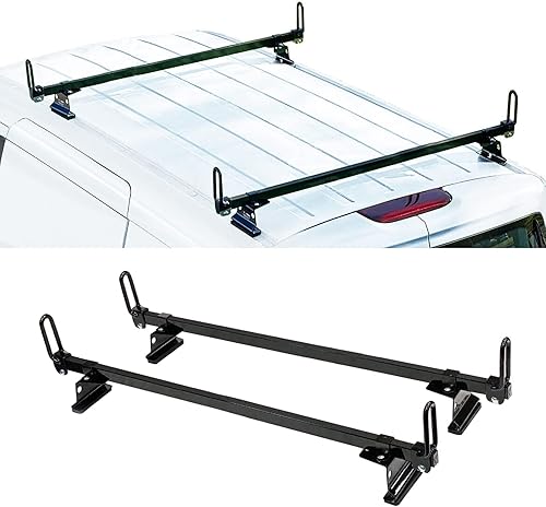 Bastidores de carga para furgonetas, estantes de escalera de techo de furgoneta de 50 pulgadas para Transit Connect 2014 en 2 barras de acero (negro)