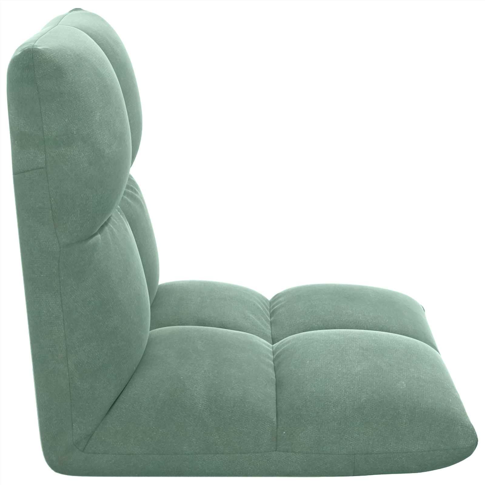 Krzesło podłogowe, zielone morze, aksamit, 50 x 61 x 57 cm, regulowane, z 5-stopniowym oparciem, składane, ergonomiczne, do czytania, jogi, biura, gier, zajmuje mało miejsca