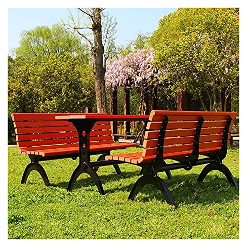 Banco de Patio, Banco de Parque, sofá de conversación al Aire Libre, Juego de Mesa y Silla de Comedor para Patio al Aire Libre, Mesa Rectangular de 59 Pulgadas y 2 Bancos, Banco de Parque de