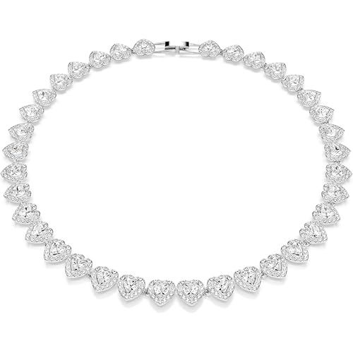 Swarovski Ariana Grande Heart All-Around Tennis Style Crystal Necklace in Rhodium Finish - Part of the Ariana Grande x Capsule Collection