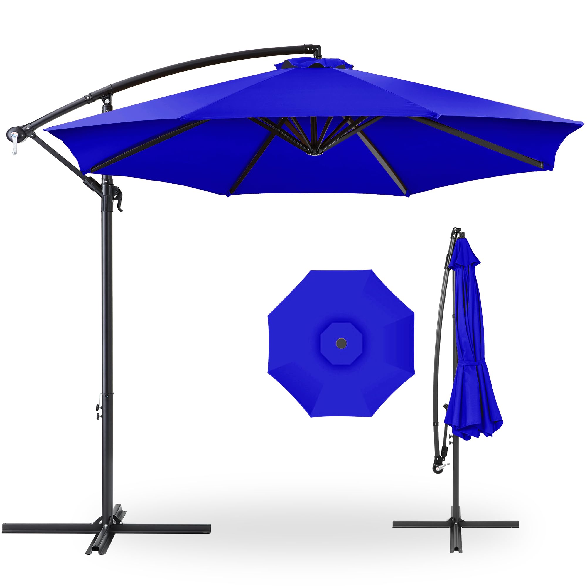 Best Choice Products 10ft Offset Hanging Market Patio Umbrella w/Easy Tilt Adjustment, Polyester Shade, 8 Ribs for Backyard, Poolside, Lawn and Garden