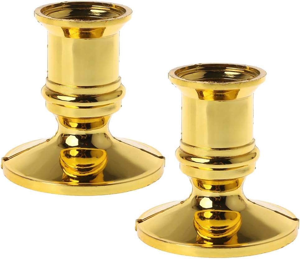 Rooyar 2pcs Gold Plated Candle Base Holder Pillar