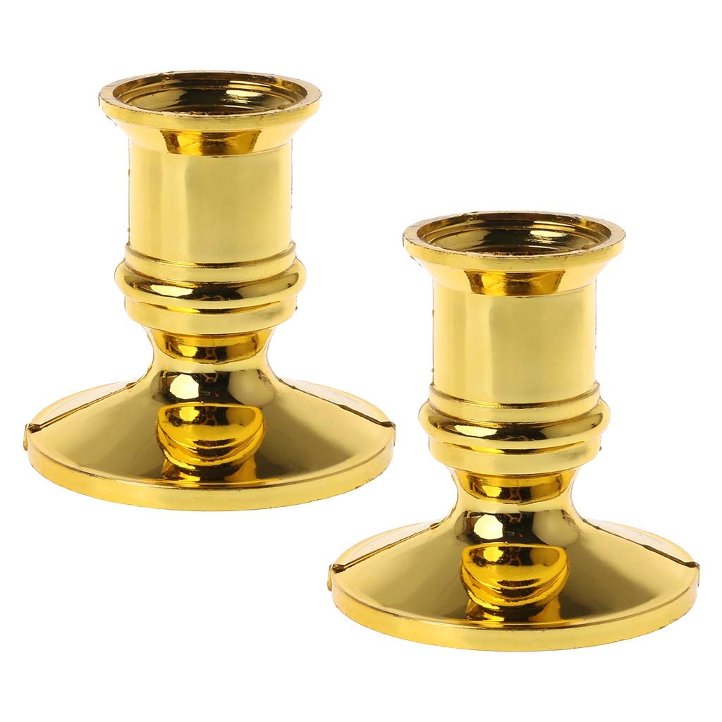 Bflky Gold 2Pcs Plated Candle Base Holder Pillar Candlestick Stand For Electro