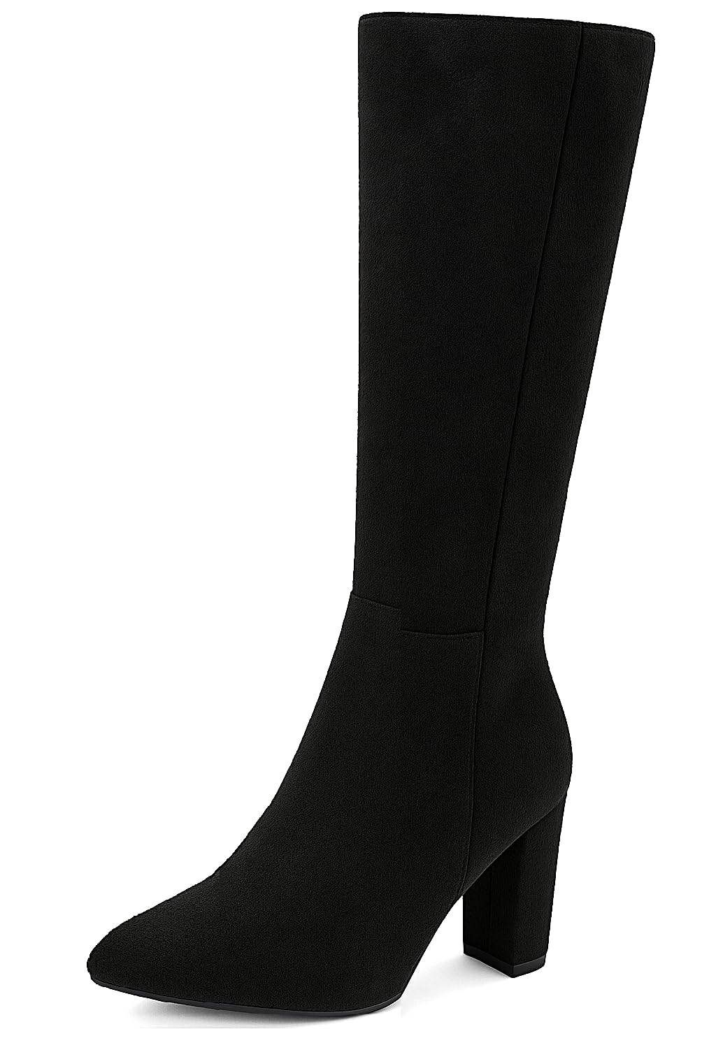 TruFox Womens Classic Tall Knee High Block Heel Fashion Black Dress Boots